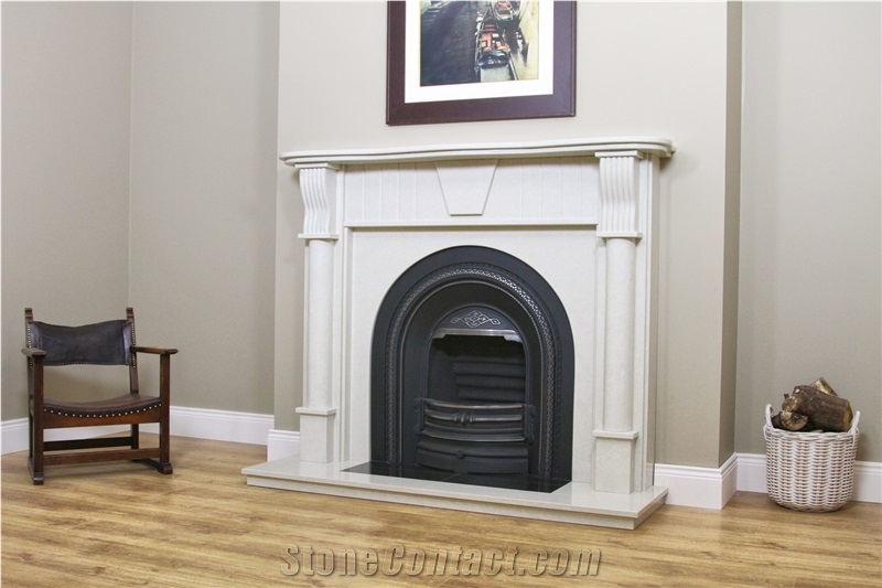 Ballinroe Fireplace with Imperial Cream Marble, Beige Marble Fireplace