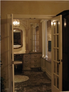 Dark Emperador Brown Marble Bathroom Design