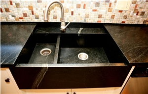 Black Minas Soapstone Apron Front Sink