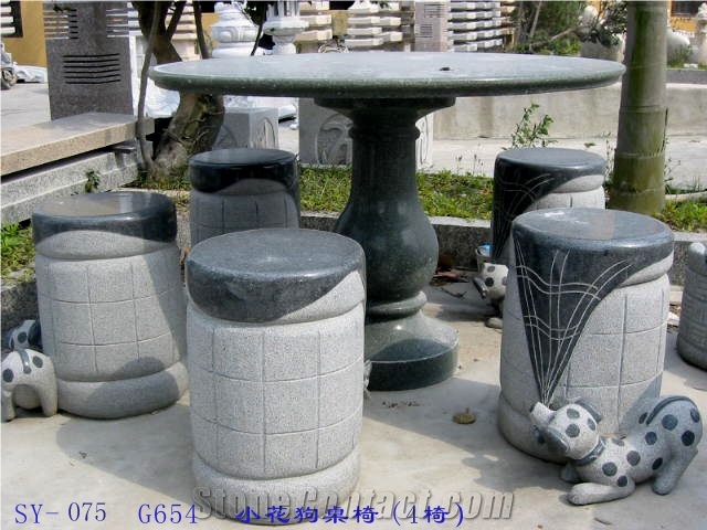 Black Granite Table Set,Chinese Black Granite Garden Table,Bench