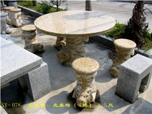 China Yellow Granite Table Sets,Yellow Granite Bench,Garden Tables