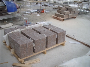Chinese Pink Granite Quoins, Wall Pillar Caps,Wall Coping