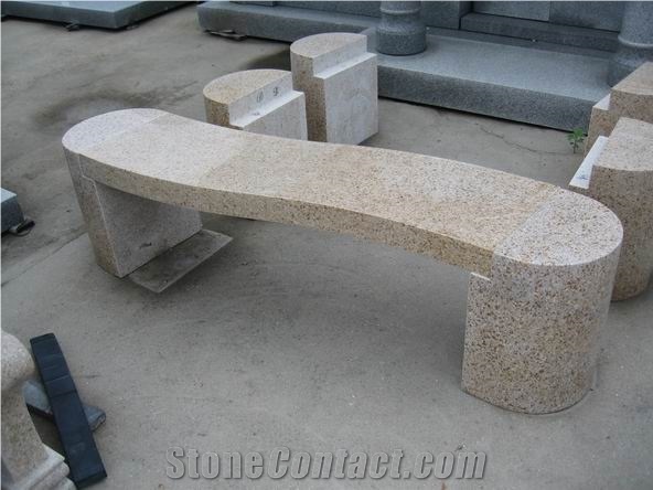G682 Yellow Granite Bench,China Yellow Granite Garden Bench,Exterior Furniture