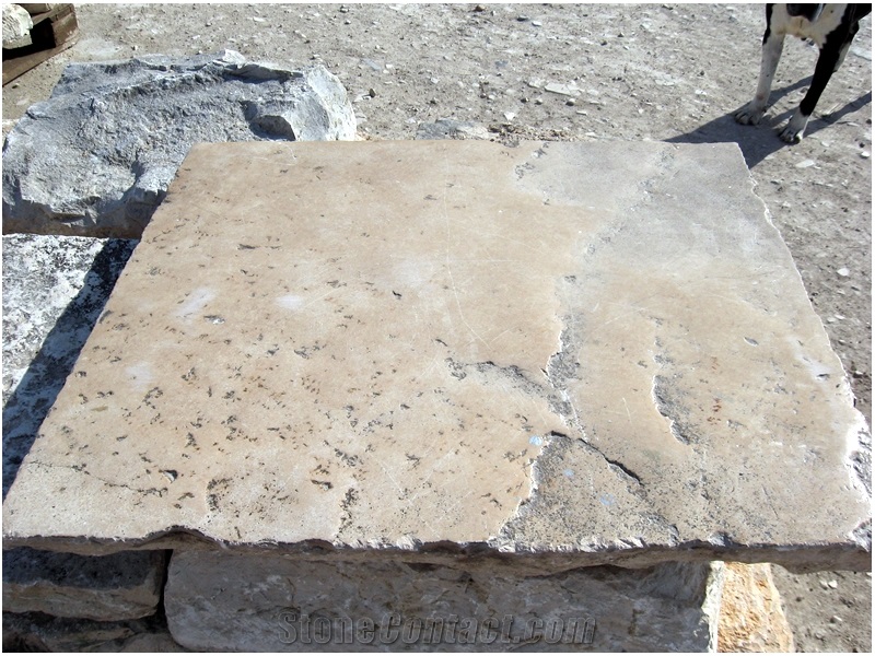 Antique Reclaimed Limestone Flooring Tiles, Saint Marc Jaune Limestone