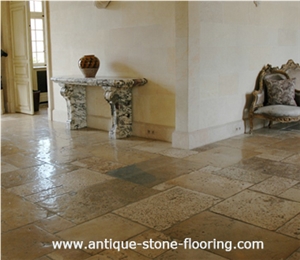 French Limestone Antique Reclaimed Tiles, Massangis Jaune Limestone Tiles