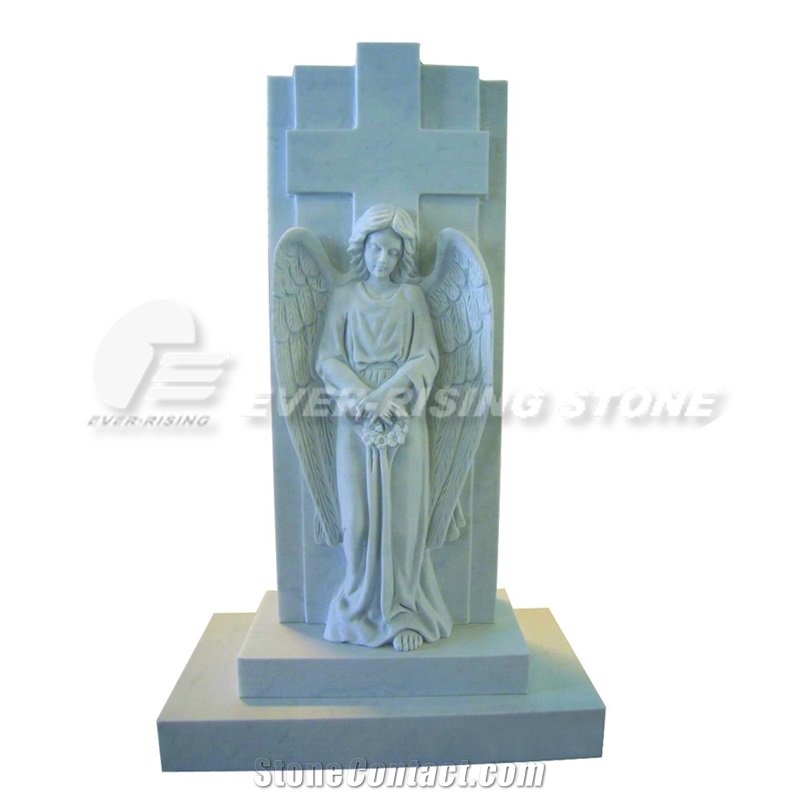 China White Marble Memorials Angel Carving
