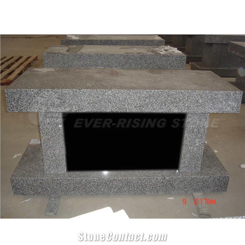 Granite Cremation Bench Columbarium, Grey Granite Columbarium