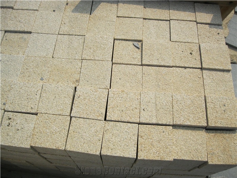 Yellow Granite G682 Cube Stone, Cubic Stone, Cobbl