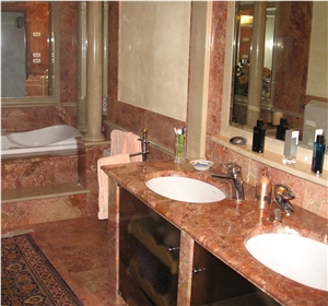 Breccia Pernice Bathroom, Red Limestone Bath Tops