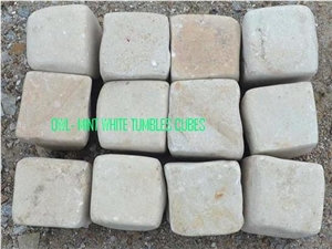 Mint Cobble Tumbled Stone, Tind Mint Tumbled Cubes, Mint White Sandstone Cube Stone & Pavers