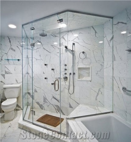 Calacatta Marble Bathroom Design, White Marble Bathroom Design