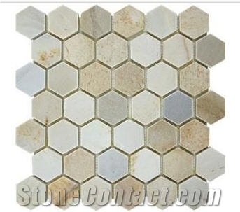 Slate Mosaic Hexagon, Beige Slate Mosaic