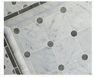 White and Grey Marble Square Mosaic Tile, Bianco Carrara White Marble Mosaic
