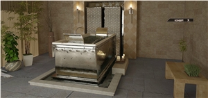 Classic Beige Cream Travertine Wall and Floor Tile, Classic Beige Travertine Bath Design
