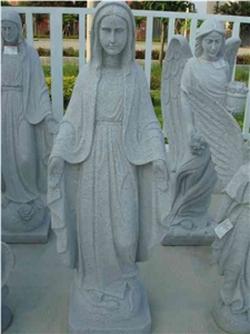 Figure Sculpture Statue the Virgin Marry, Grey Granite Sculpture