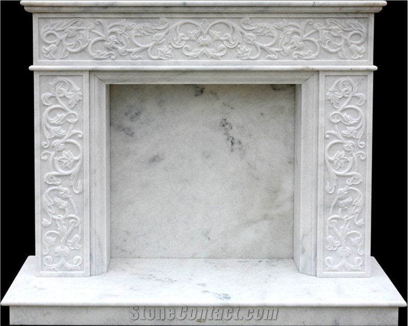 Sunny White Marble Fireplace