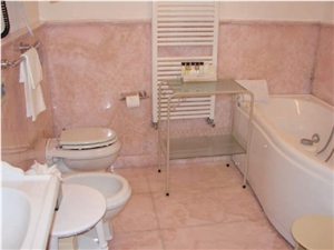 Onice Rosa Bathroom, Pink Onyx Bath Design