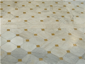 Arabescato Carrara Marble Floor Pattern, Italy White Marble