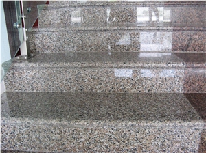 G361 Granite Stairs,Wulian Flower Granite Stair,China Red Granite Stairs