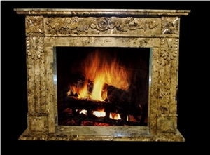 Dark Emperador Brown Marble Fireplace