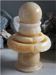 Golden Onyx Rolling Sphere Water Fountain, Golden ,Honey Yellow Onyx Sculpture, Statue