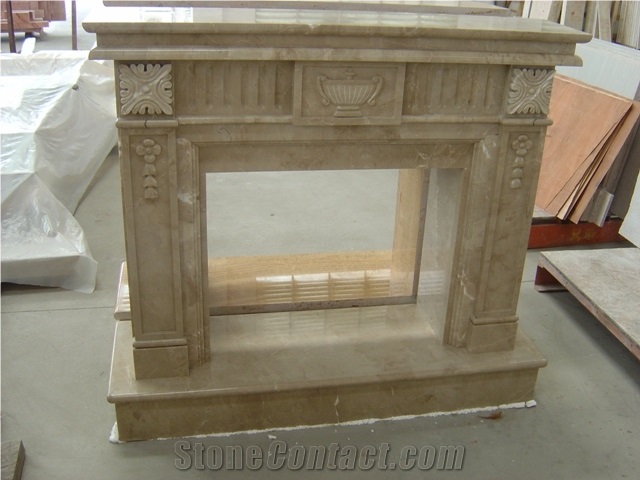 Marble Freestanding Fireplace, Beige Marble Fireplace