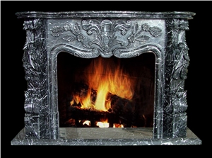 Nero Marquina Black Marble Fireplace Surround, Stone Fireplace