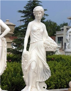 Standing Woman Statue, Sculpture Stone Carving Mar