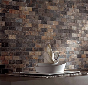 Copper Slate Wall Tiles, India Brown Slate