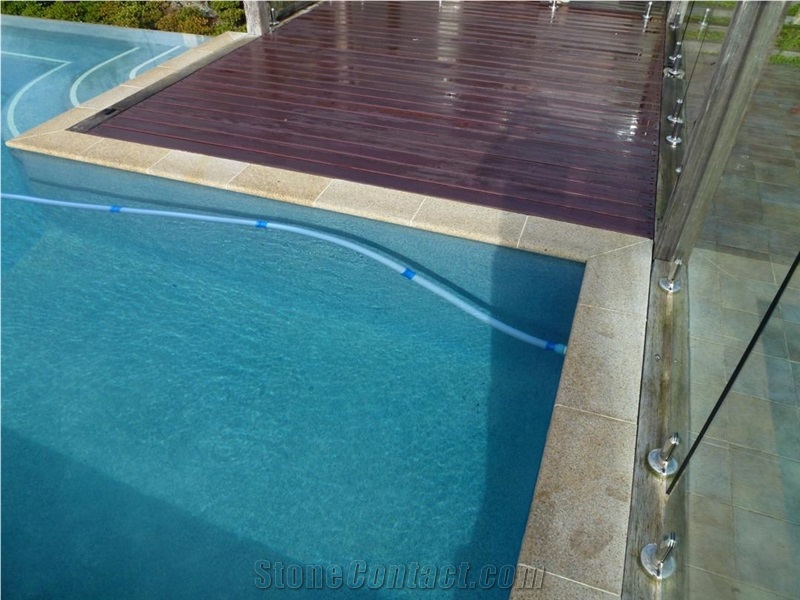 Sandstone Pool Coping, Pool Deck, Somersby Medium Brown Beige Sandstone Pool Coping