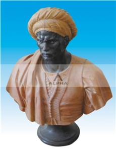Angry Black Man Sculpture, Black Marble Sculpture