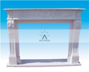 Carved Empress White Marble Fireplace Mantel