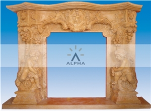 China Marble Fireplace Surrounds, Yellow Marble Fireplace Surrounds