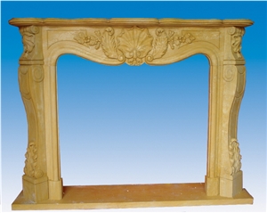Decorative Marble Fireplace, Yellow Marble Fireplace