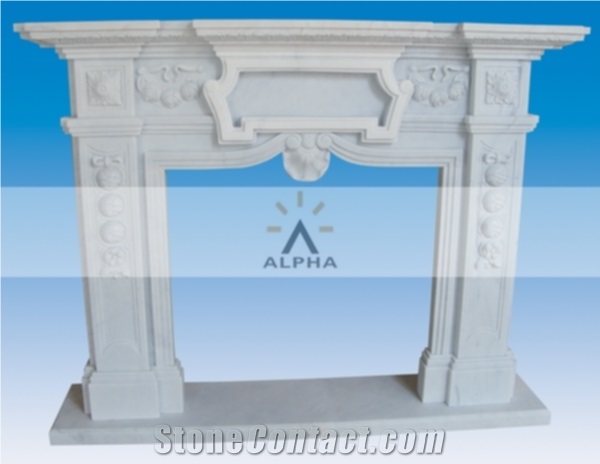 Decorative Stone Fireplace Mantels Beijing White Marble Fireplace