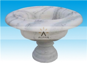 Eastern White Marble Carved Garden Flowerpot