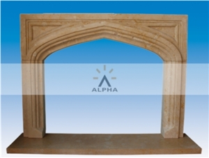 Egytp Beige Limestone Fireplace, Egypt Beige Limestone Fireplace