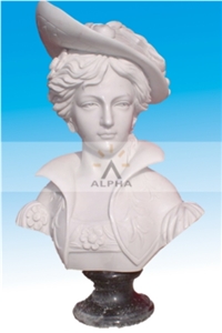 Female Marble Bust Sculpture, White Marble Sculpture