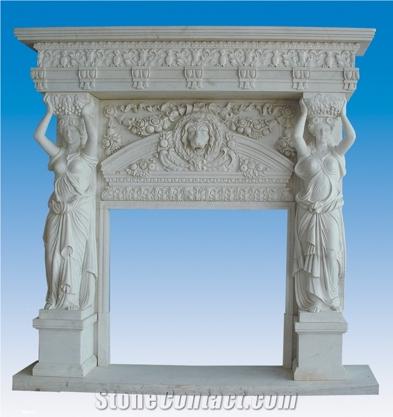 Luxry Marble Fireplace Mantel, Beijing White Marble Fireplace Mantel