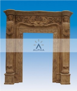 Natural Marble Door Frame With Handmade, Yellow Marble Door Frame