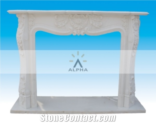 Natural Stone Fireplace Mantel Yanqing Crystal White Marble