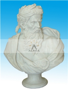 Old Man Marble Bust Sculpture, White Marble Sculpture