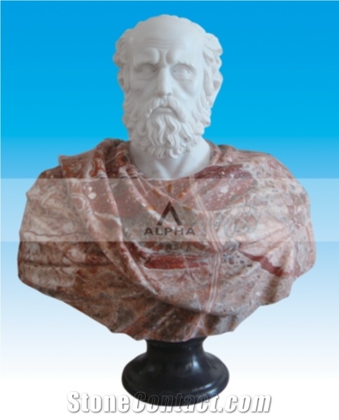 Old Man Stone Bust Statue