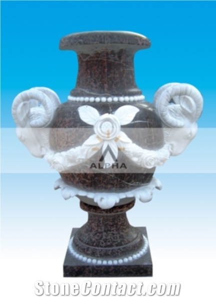 Marble Flower Pot, Sichuan White Marble Flower Pot
