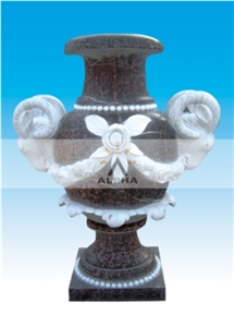 Marble Flower Pot, Sichuan White Marble Flower Pot