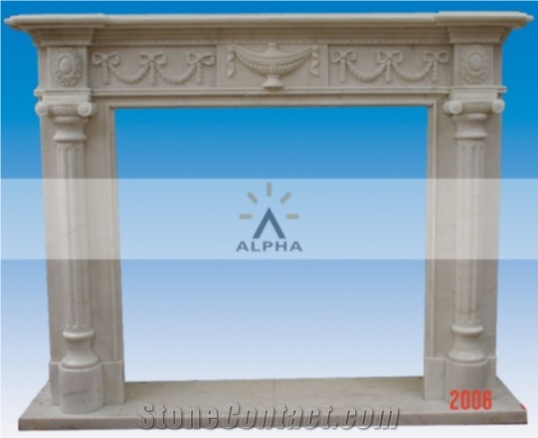 White Marble Column Design Fireplace Surrounds, Beijing White Marble Fireplace Surrounds