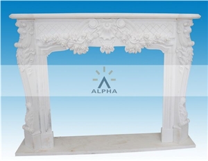 White Marble Flower Design Fireplace, Beijing White Marble Fireplace