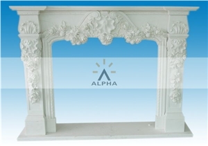 White Marble Flower Design Fireplace Surrounds, Beijing White Marble Fireplace Surrounds