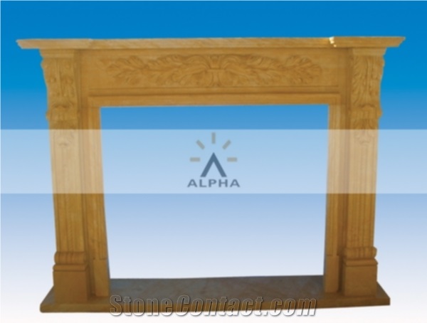 Topaz Yellow Marble Fireplace Mantel
