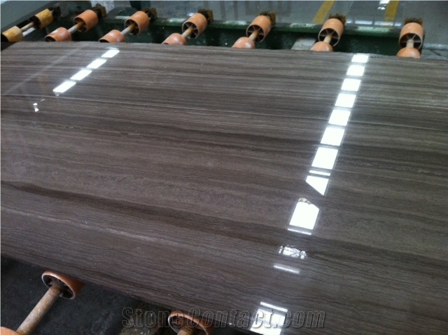 Cafe Wood Marble Slab, China Brown Marble